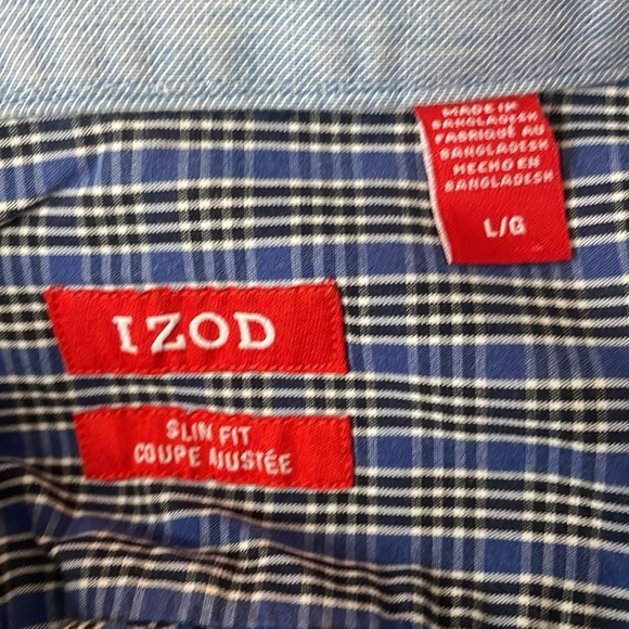 IZOD men’s slim fit blue /black/ white stripe button down size large - Picture 5 of 5
